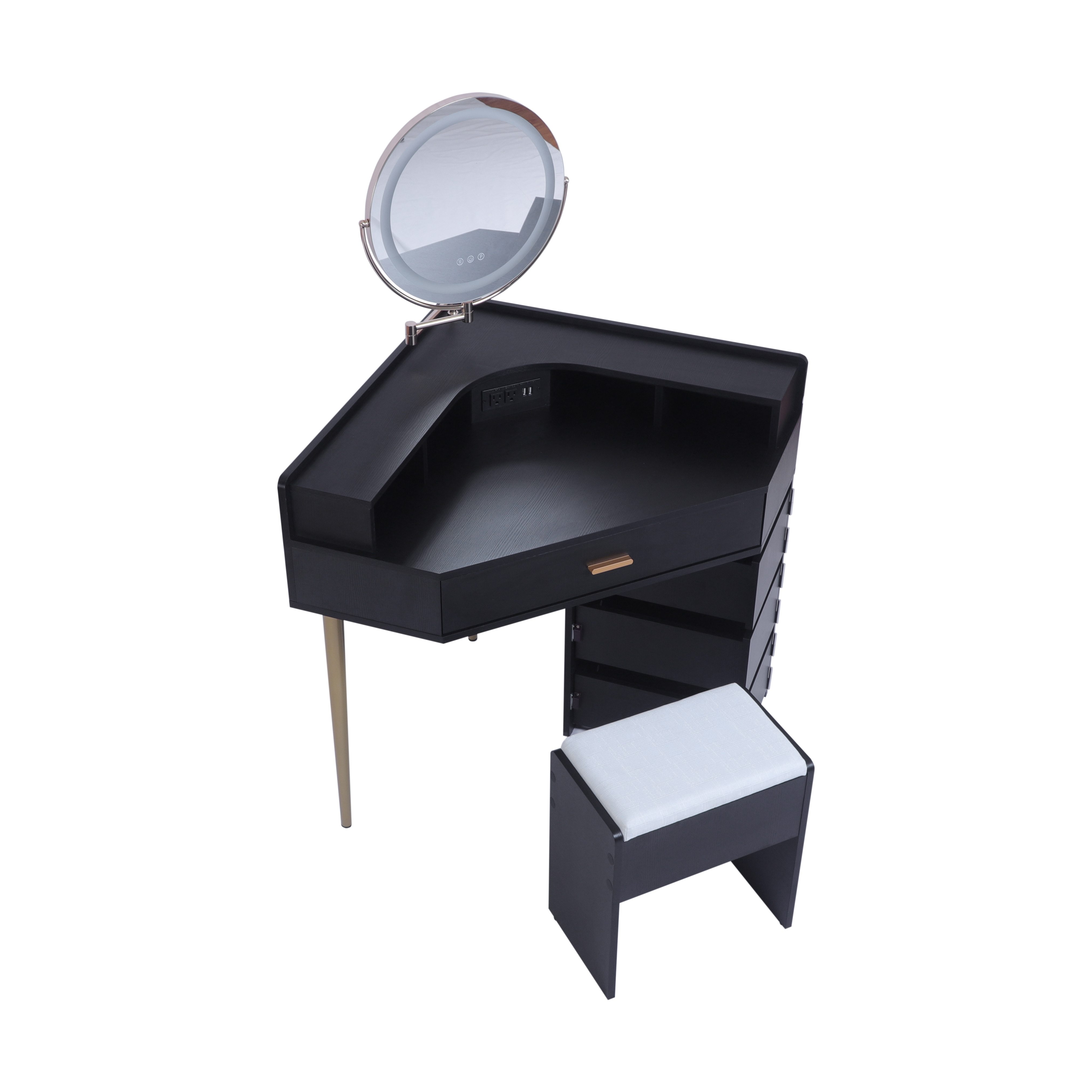 Black Dressing Stool + Dresser Set